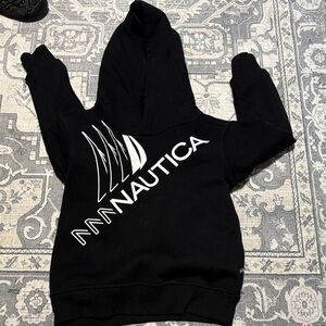 Nautica Black Hoodie with White Logo. Size 4